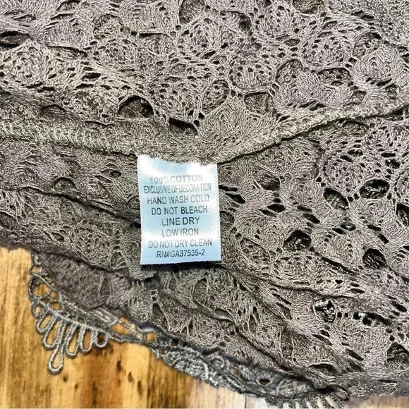 Monteau open knit, open front, lace trim duster / kimono - Picture 8 of 8